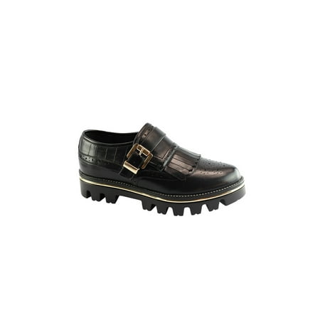 - Liyu Adult Black Buckle Strap Grippy Outsole Oxford Shoes