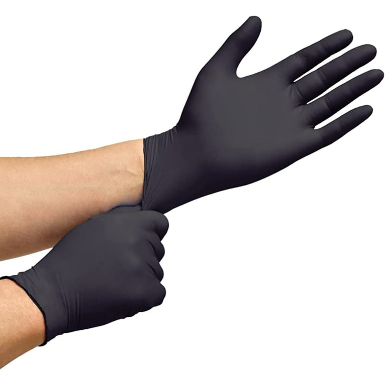PearliHome Black Nitrile Grip Work Gloves 6 Pack