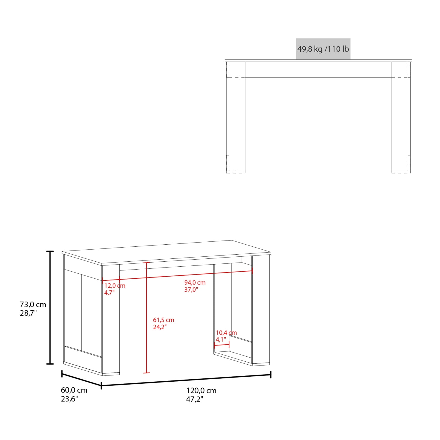Aurora White Writing Desk with Ample Work Space for Modern Office and Home