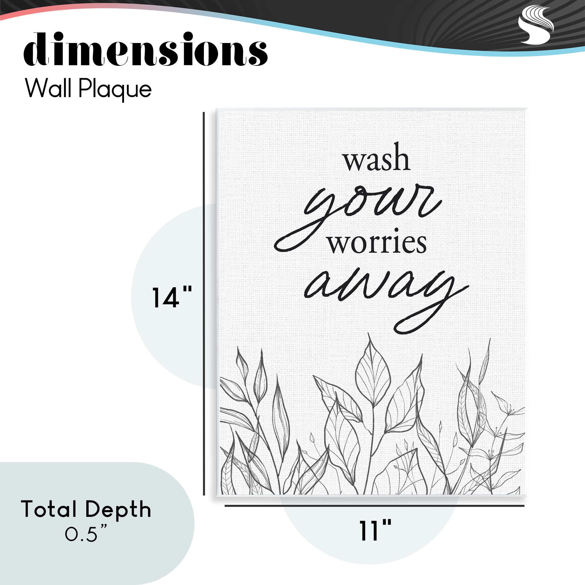 Wash Your Worries Away Minimalist Wall Plaque Art, design by Lettered and Lined