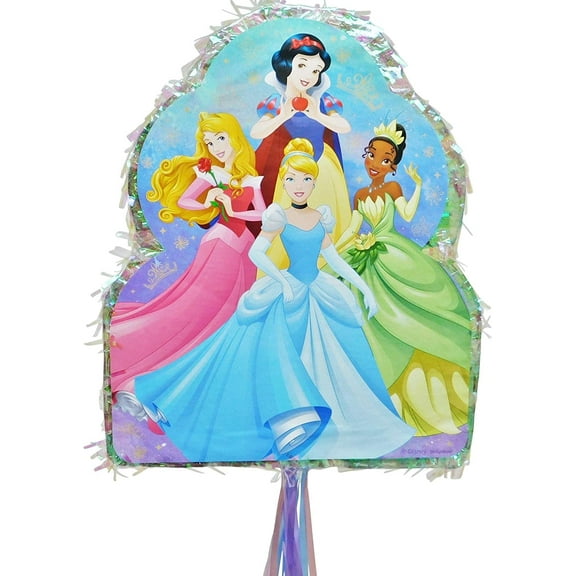 Party City Pull String Disney Princess Pinata, Holds up to 2 Pounds of Filler, with Jasmine, Ariel, Tiana, and More
