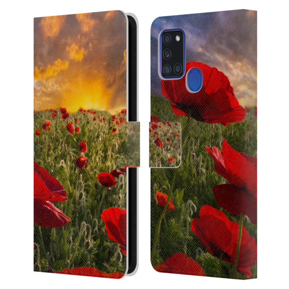 Head Case Designs Officially Licensed Celebrate Life Gallery Florals Poppy Field Leather Book Wallet Case Cover Compatible with Samsung Galaxy A21s (2020)