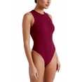thumbnail image 5 of Vafful Women's Tank Top Bodysuit Crew Neck Short Sleeve Leotard Ribbed Knit Slim Fitted Sexy Short Sleeve Casual Tops Wine Red S, 5 of 7