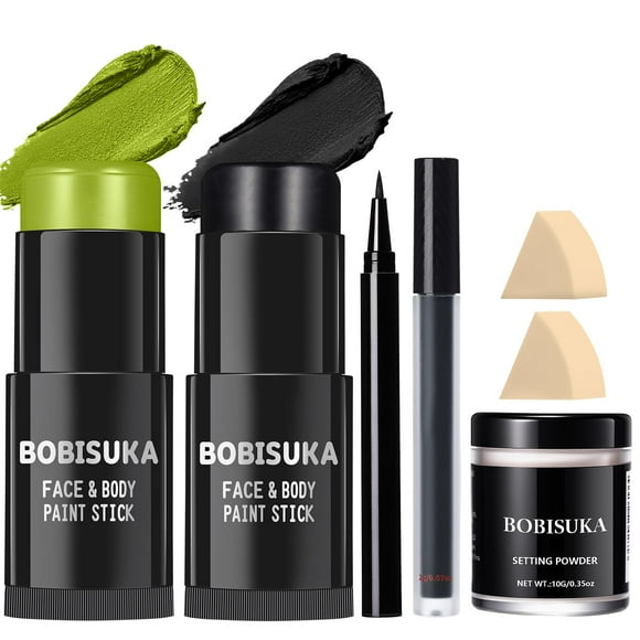 Set de maquillaje BOBISUKA Kit de pintura facial y corporal verde claro y negro