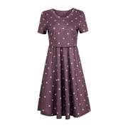MIARHB Maternity Short Sleeve Nursing Baby Breastfeeding Nightdress Pregnancy Dress