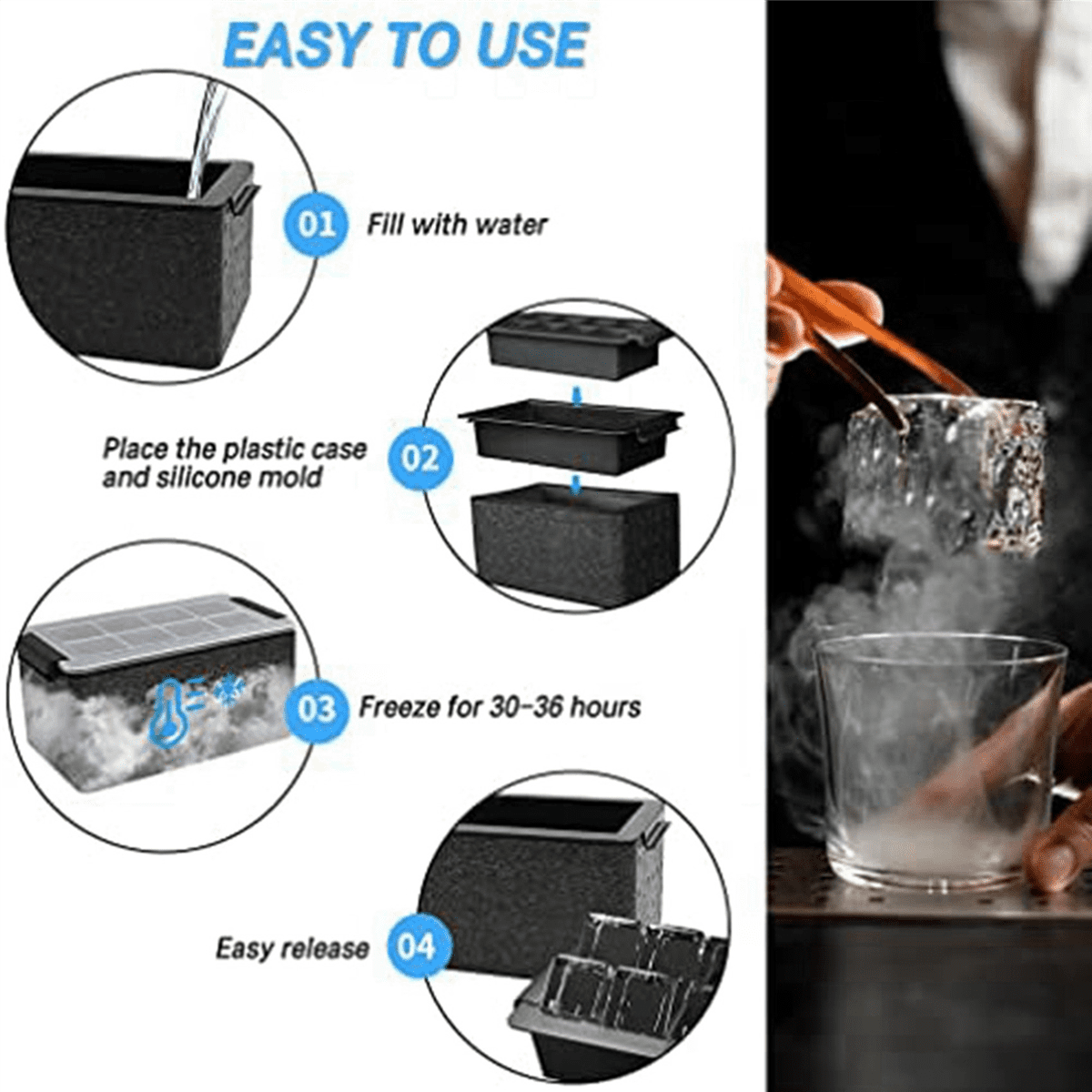 2X Clear Ice Maker, Clear Ice Square Tray Make 8 Big Square Ice Square, Ice Square Maker for Cocktails