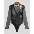 thumbnail image 4 of INCERUN Men's Long Sleeve Mesh Singlet Mesh Fancy Irregular Bodysuits, 4 of 6