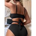 thumbnail image 3 of Women'S Textured Bikini Sets Twist Front Top Swimsuits High Waisted Bathing Suits Black L, 3 of 4