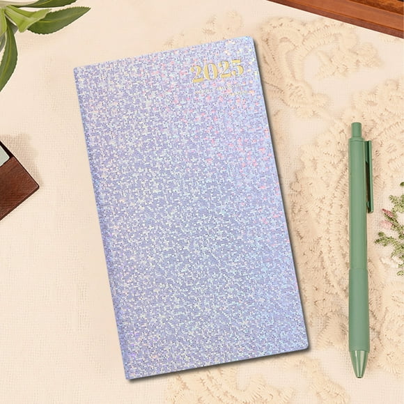 Cuaderno de Bolsillo Portátil de Cuero, 18x11cm, Papel Grueso, Escritura Suave, Diseño de Apertura Plana, Color Azul Cielo/Azul/Rosa, 1 Paquete