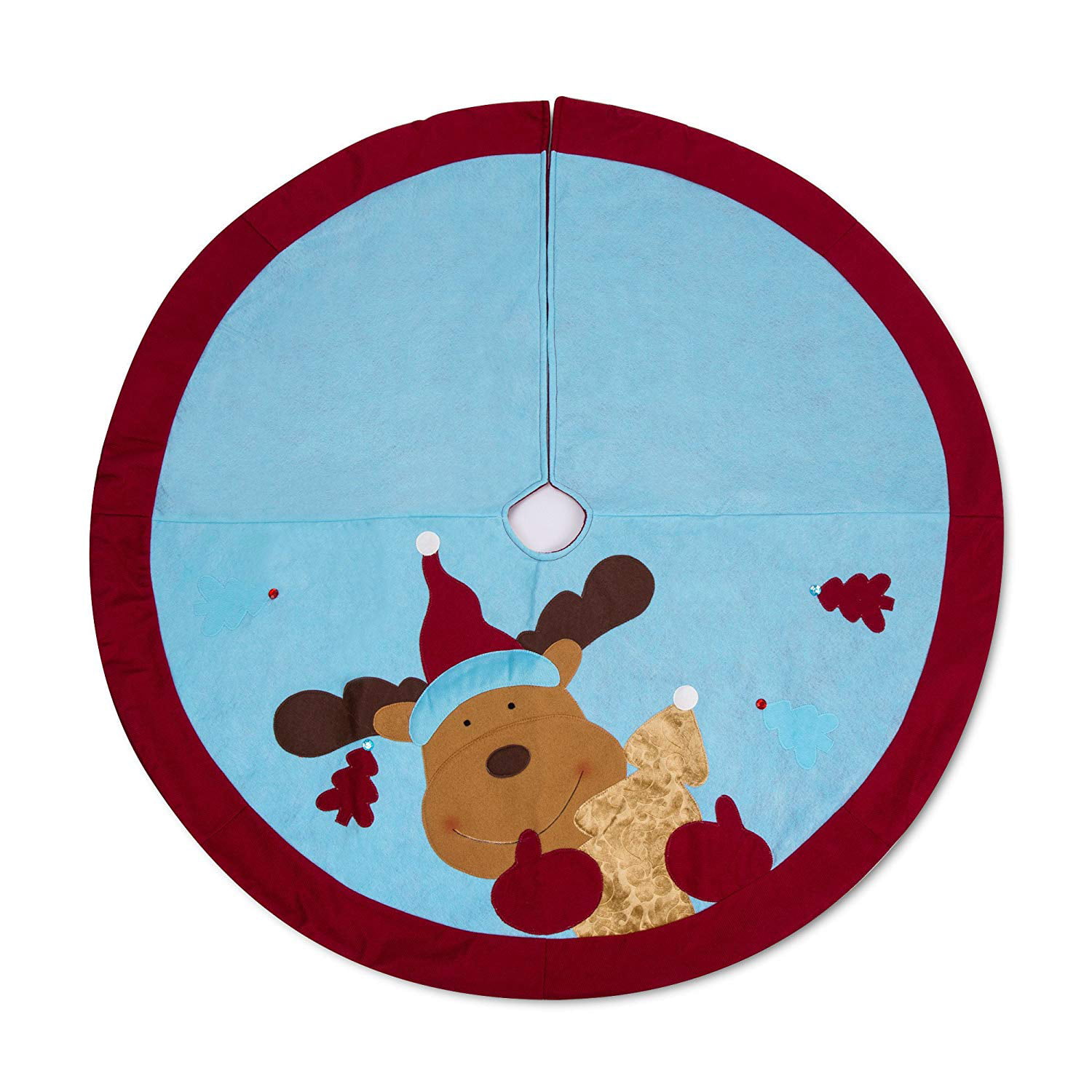 Blueangle Doodles Cute Panda Christmas Tree Skirt 35.4 Inch Rustic Tree Skirts for Xmas New Year Holiday Decorations Indoor