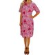 thumbnail image 1 of Vestido Estampado de Satén de Manga Corta Casual Cuello Redondo Ligero Suave Primavera Verano Uso Diario, 1 of 7