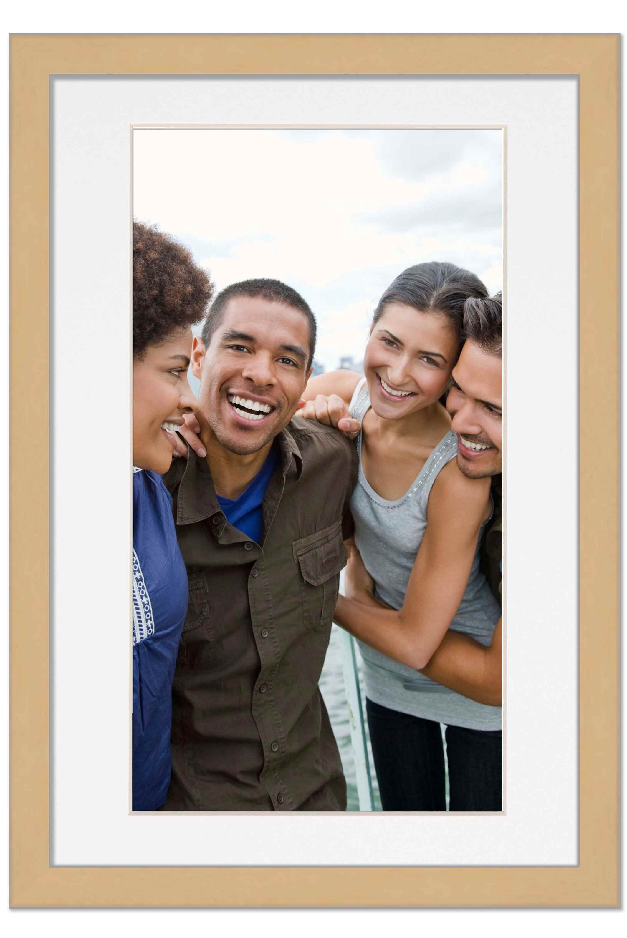 12x18 Frame Natural With White Picture Mat For 12x18 Photo - Natural 18x24 Frame To Display Print