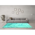 thumbnail image 3 of Ahgly Company Machine Washable Indoor Square Abstract Turquoise Blue Contemporary Area Rugs, 5' Square, 3 of 4