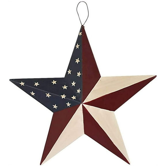 Patriotic Metal Barn Star Outdoor Indoor Hanging Wall Decor Star Ornaments 12inch