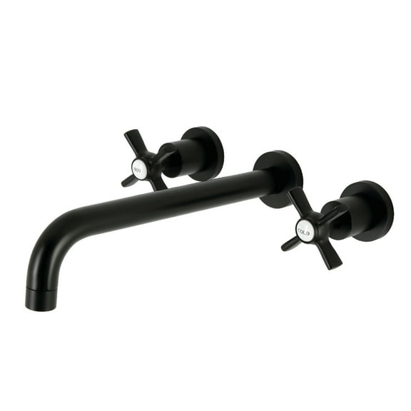 Kingston Brass KS8050ZX Millennium Two-Handle 3-Hole Wall Mount Roman Tub Faucet in Matte Black