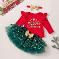 thumbnail image 6 of Toddler Baby Girl Christmas Outfit Long Sleeve Letter Print Star Princess Tulle Tutu Dress Headband 2Pcs Set, 6 of 7