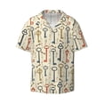 thumbnail image 3 of Cauagu Vintage Keys1 Men's Short Sleeve Button Down Hawaiian Shirt for Men Bowling Shirts Casual Summer Beach Shirt,Large, 3 of 6