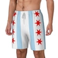 thumbnail image 5 of Mens Chicago City Flag Swimming Trunks with Compression Liner Beach Quick Dry Swim Shorts, 5 of 6