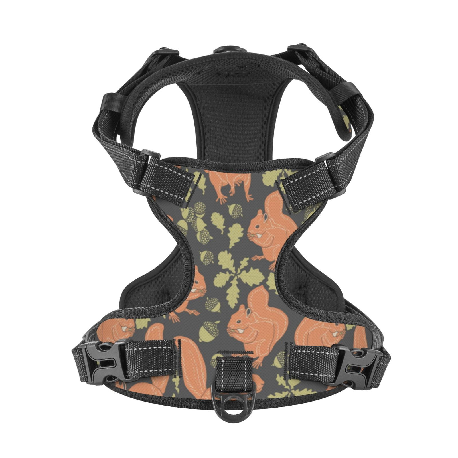 Kdxio Squirrel And Nuts Print No Pull Dog Harness Adjustable Reflective Oxford Easy Control Medium Large Dog Harness for Training and Everyday-Small