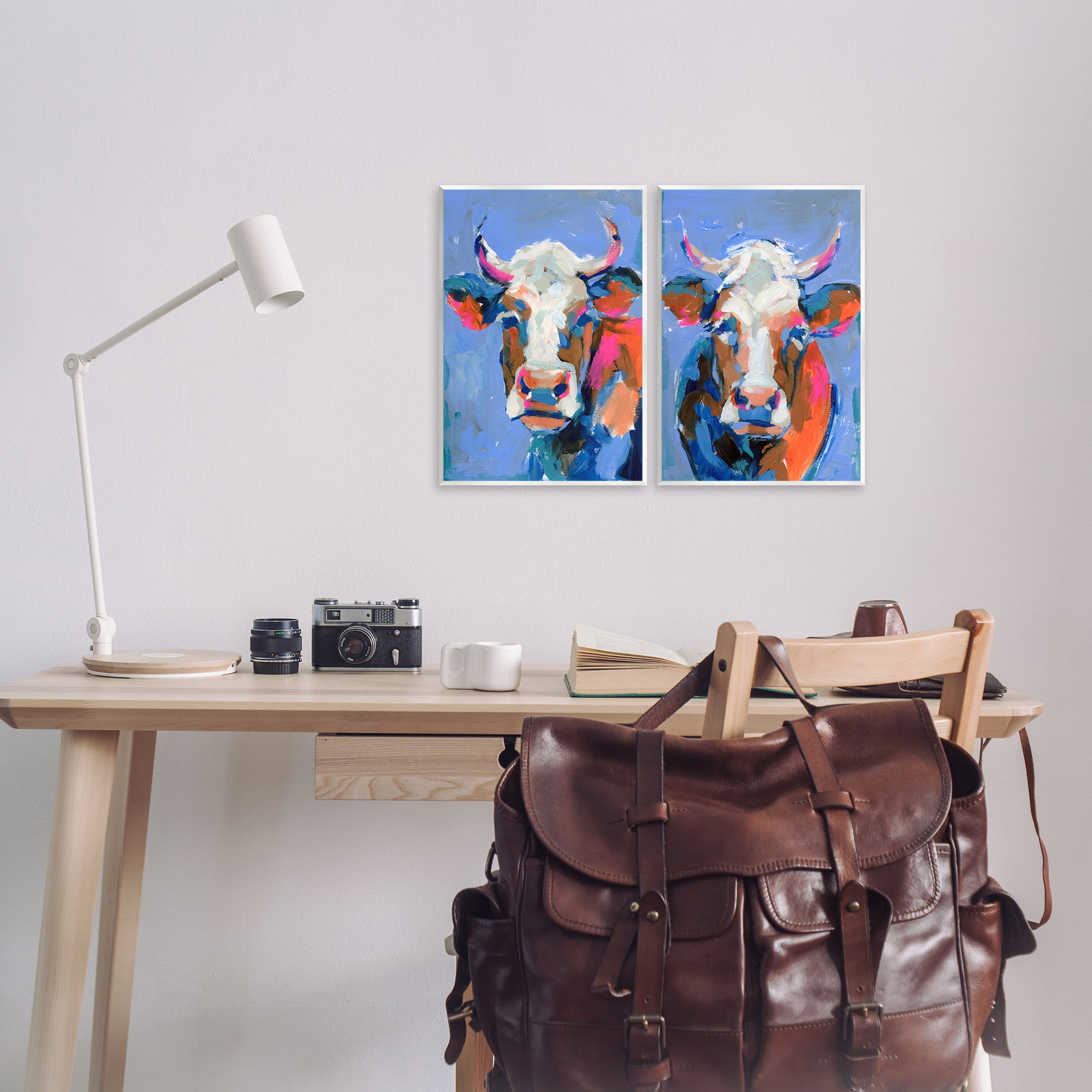 Stupell Industries Guernsey Cow Horned Portrait Animals Painting Unframed Art Print Wall Art, 11 x 14, Set of 2
