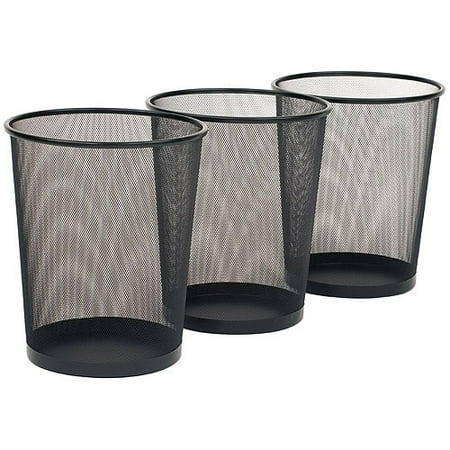 Seville Classics 3-Pack Mesh Wastebaskets, 6 Gallon, Black, OFF16010