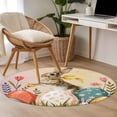 thumbnail image 4 of Easter Bunny Eggs Round Area Rug 3.3Ft Washable Circle Rugs for Dining Room Table, Spring Tulip Flowers Leaves Country Plants Non-Slip Carpet Floor Mats Indoor Outdoor Carpet Runner Home Decor, 4 of 8