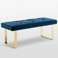 thumbnail image 5 of Posh Living Myles Tufted Velvet Bench with Stainless Steel Legs in Blue/Gold, 5 of 8
