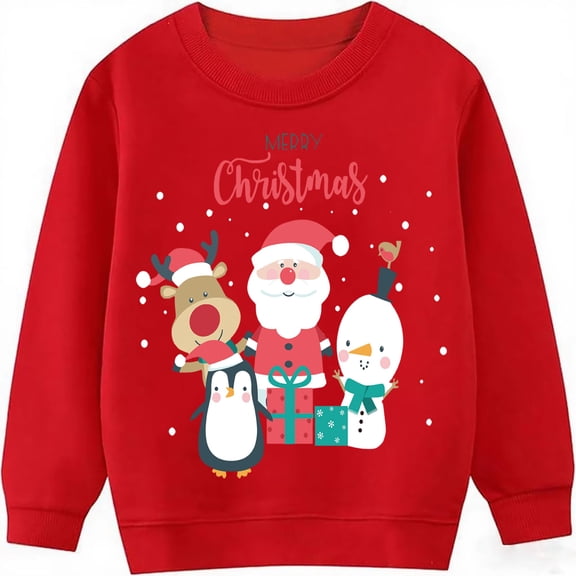 Kids Christmas Sweatshirt Kids Santa Claus Elk Shirt Xmas Cotton Long Sleeve Tops for 7T