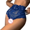 thumbnail image 2 of Gibobby Pantys para Mujer Bragas malla encaje Floral Sexy para mujer, bragas cintura alta, ropa interior ahuecada, ropa interior transparente talla grande（Azul， L), 2 of 5