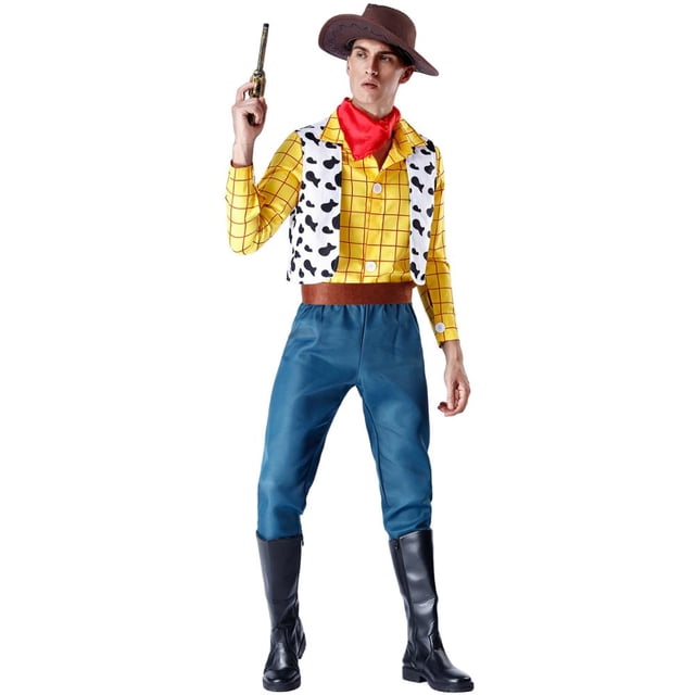 Disfraz de Woody Story para Cosplay, conjunto de traje de vaquero, vestido de Navidad, Cosplay de Sheriff, Carnaval de Halloween, juguete de fiesta, actuación en escenario