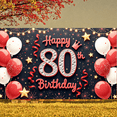 thumbnail image 5 of Red White Theme Happy 80th Banner Sparkling Design 80th Birthday Display Diamond-studded Numbers Golden Stars Birthday Backdrop for 80th Birthday Party Elderly Celebration Family Gathering, 5 of 9