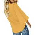 thumbnail image 4 of luvamia Women's Ladies Chic V Neck Blouses Flowy Button Down Shirts Size L Turmeric, 4 of 6
