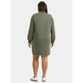 thumbnail image 2 of Terra & Sky Women’s Plus Half-Zip Sweatshirt Dress with Pockets, Sizes 0X-4X, 2 of 4