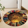 thumbnail image 4 of Dinosaur Rug Non-Slip Floor Mat, Crystal Velvet Round Area Rug, Cave Design Home Decor, Soft Microfiber Carpet for Living Room Bedroom Library, Anti-Skid TPR Backing Washable Decorative Rug Mat, 4 of 6