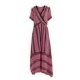 thumbnail image 5 of Women's Summer Maxi Dresses Plus Size V-Neck Short Sleeve Wrap Front Flared Striped Dress, 5 of 7