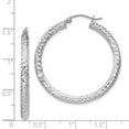 thumbnail image 2 of 925 Sterling Silver Hinged Sparkle Cut 3x35mm Hoop Earrings Measures 35x35mm Wide 3mm Thick - Hoop Earring for Women, 2 of 2