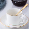 thumbnail image 5 of 1 Set White Porcelain Coffee Cup Saucer and Spoon with Gold Inlay for Home, 5 of 6