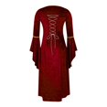 thumbnail image 3 of Womens Halloween Costumes 2024 Cosplay Gothic Dresses Gold Velvet Bell Sleeves Retro European Long Floor-length Skirt For Women, 3 of 4