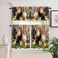 thumbnail image 6 of Rooster Chicken Pink Flowers Curtain Valances Set Watercolor Art Vintage Farm Kitchen Curtains 24&nbsp;inch Length Rod Pocket Valance and Tiers 3 Piece Set Small Bedroom Bathroom Laundry Decor, 6 of 9
