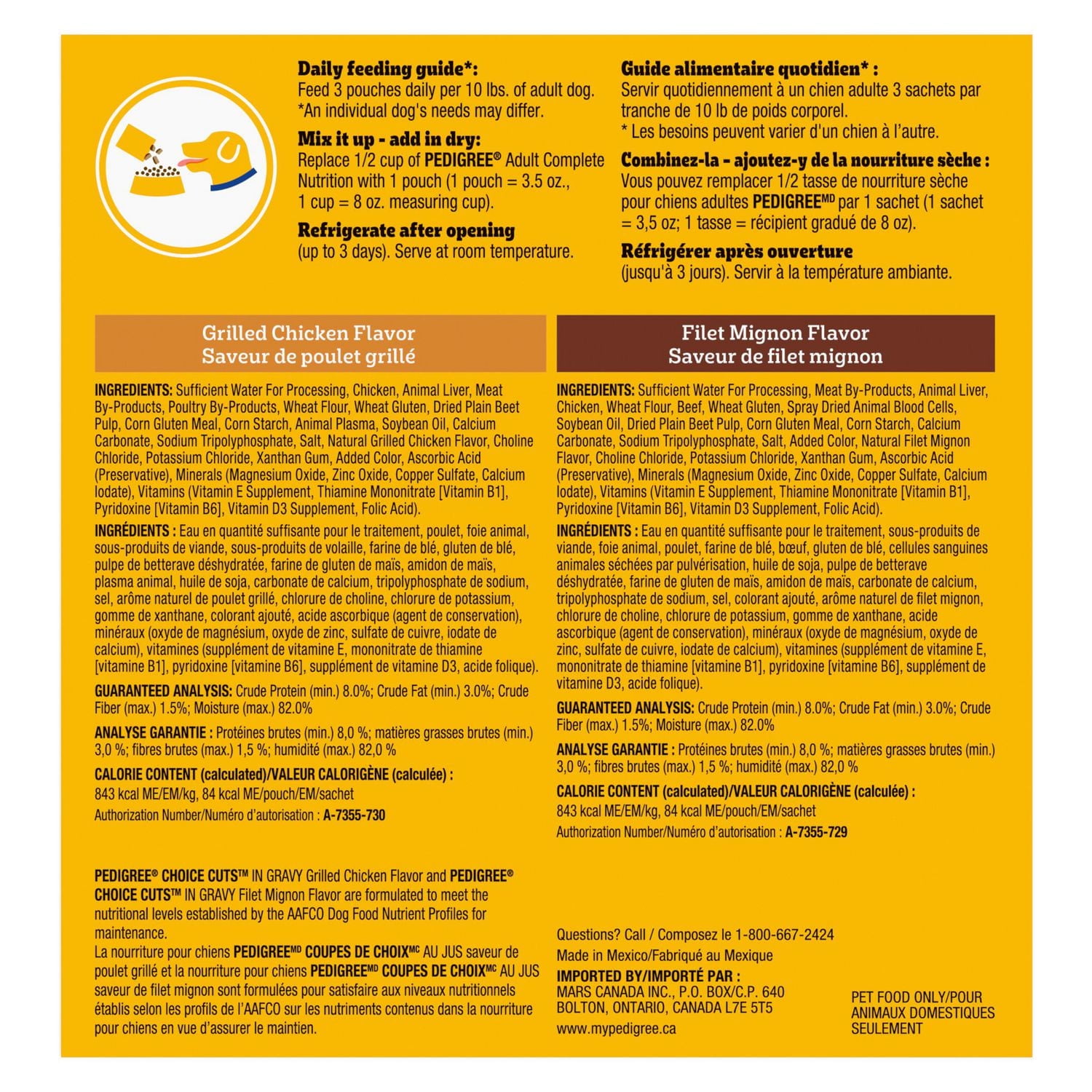 Pedigree Adult Wet Dog Food Choice Cuts in Gravy Filet Mignon and Grilled Chicken Flavour Pouch Variety Pack, 8x100g