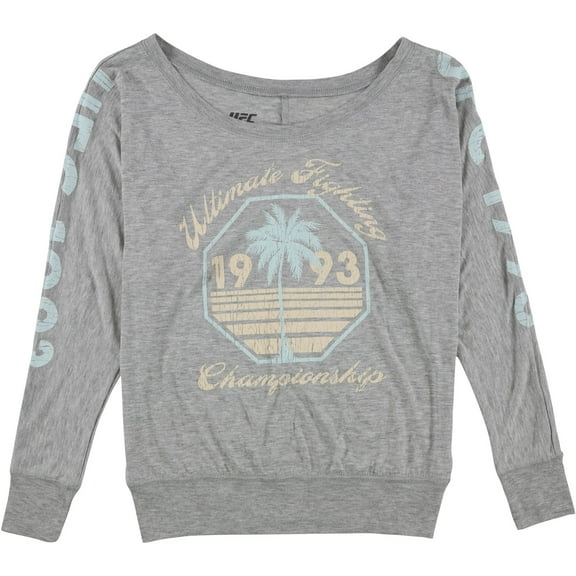 UFC Womens Distressed Palm Tree 1993 Graphic T-Shirt, Grey, Medium