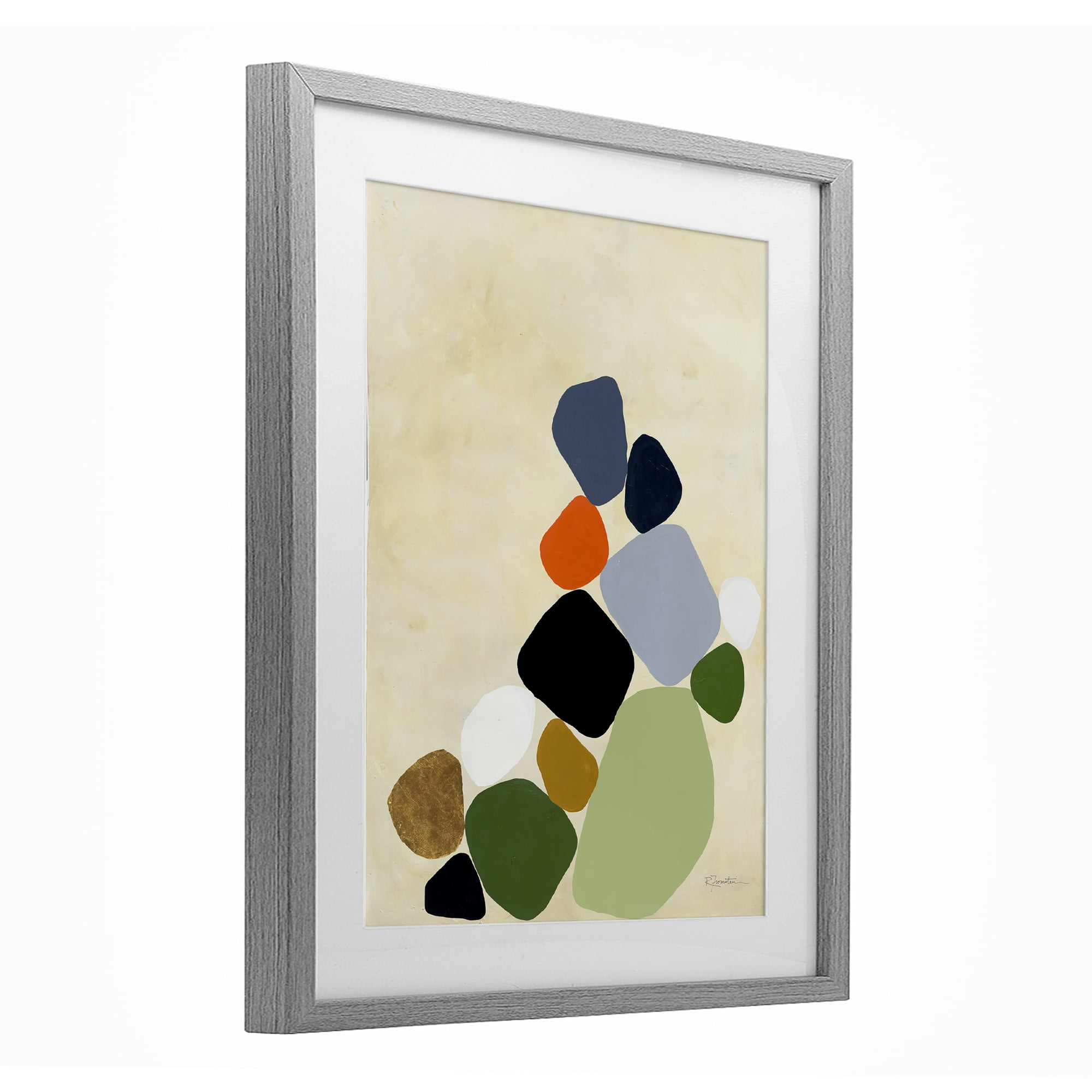 Stupell Industries Cluster of Minimal Pebbles Gray Framed Print Under Glass, design by Ruth Fromstein