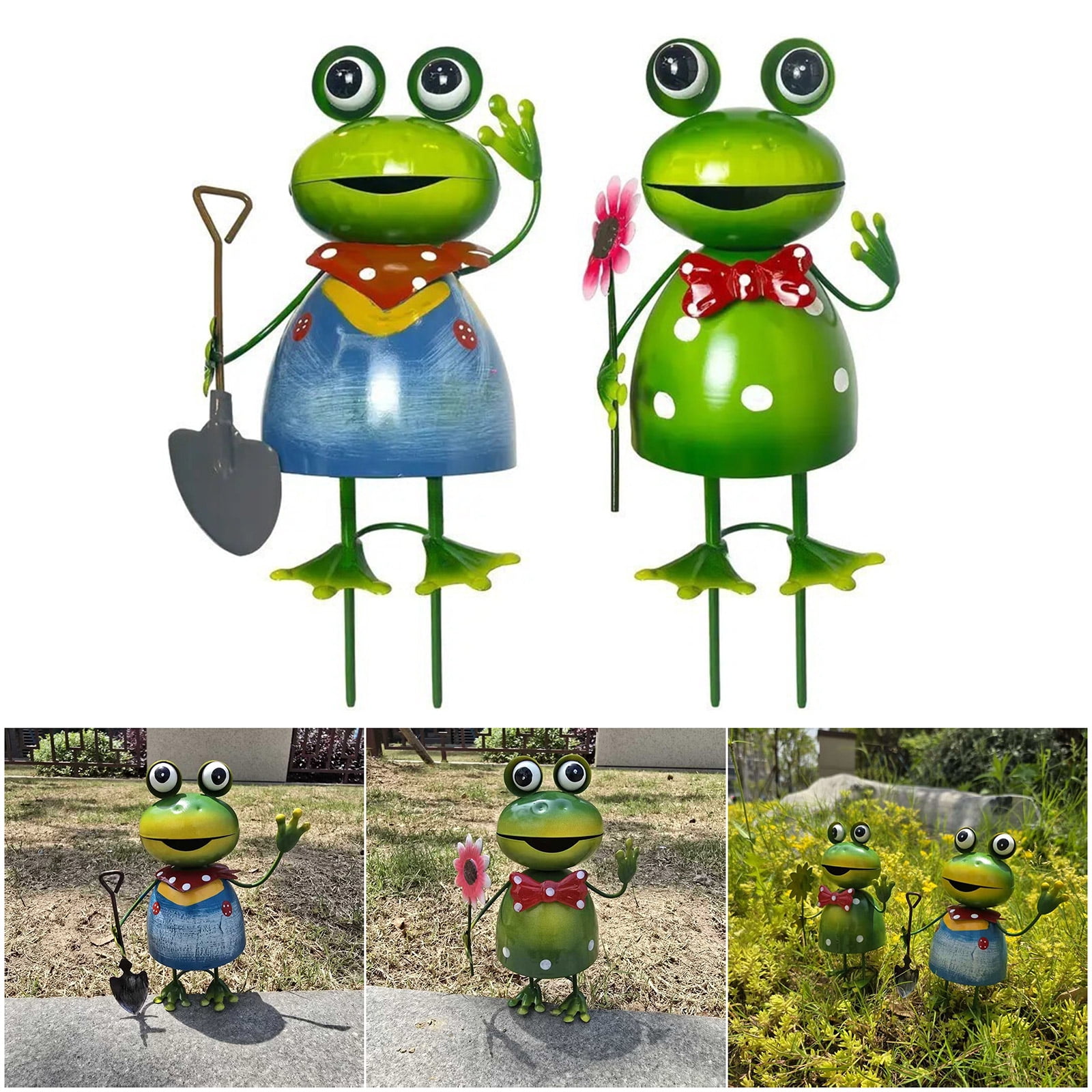 Frogs Garden Sculptures Durability Iron Outdoor Decoration for Yard Patios Lawns Gift for Mom Grandma