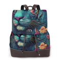 thumbnail image 1 of Balery Colorful Flower Tiger Mochila de Cuero para Mujeres, Gran Capacidad, Bolsa de Viaje Multifuncional, Mochila de Cuero y Bolsa de Hombro para Mujeres, 1 of 4