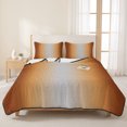 thumbnail image 3 of Full Quilt Set 78''x90'', Dark Burnt Orange Ombre Lightweight Bedspread Coverlet Set with 2 Pillow Shams, Modern Grey Gradient Farmhouse Art Breathable All Season Quilt Bedding for Bedroom/Guest Room, 3 of 9
