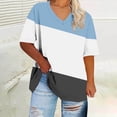 thumbnail image 2 of Sexlip Womens Swimsuit Set Color Block Patchwork Cover Up Design Crew Neck Short Sleeve Loose Silhouette Lightweight Fabric for Pool Parties Blue XXL, 2 of 4