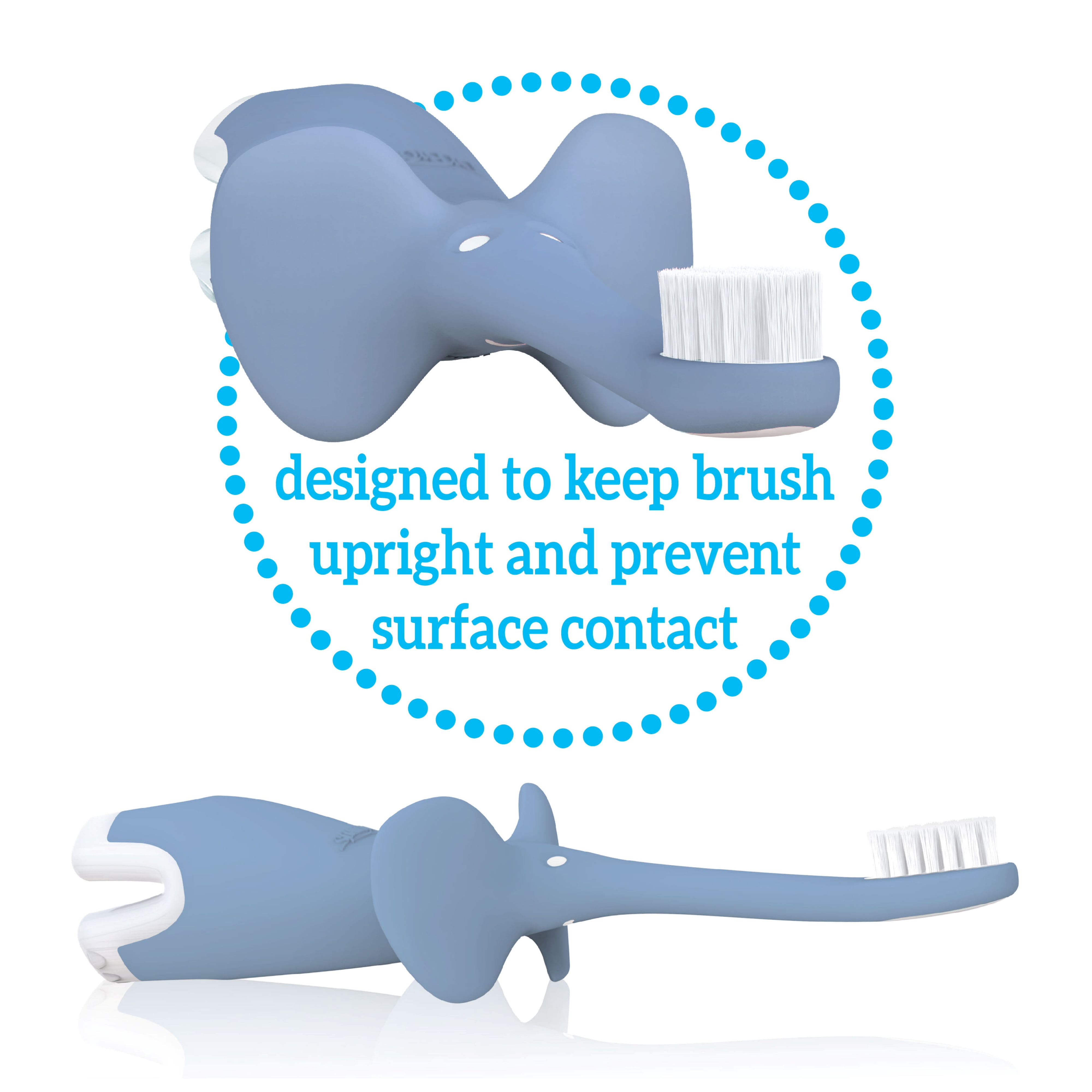 Dr. Brown's Infant-to-Toddler Toothbrush, Soft and Safe Baby Training Brush, Elephant, Blue, 0-3 years