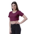 thumbnail image 3 of Moomaya Womens Round Neck Crop Top Short Sleeves Summer T-shirt Loose Fit Tops, 3 of 7