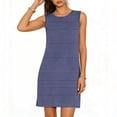 thumbnail image 2 of VBVC Women's Dressy Sleeveless Mini Dress,Ladies Solid Side Slit T-Shirt Dress,Business Slim Dress For Women,Blue,S-2XL, 2 of 7