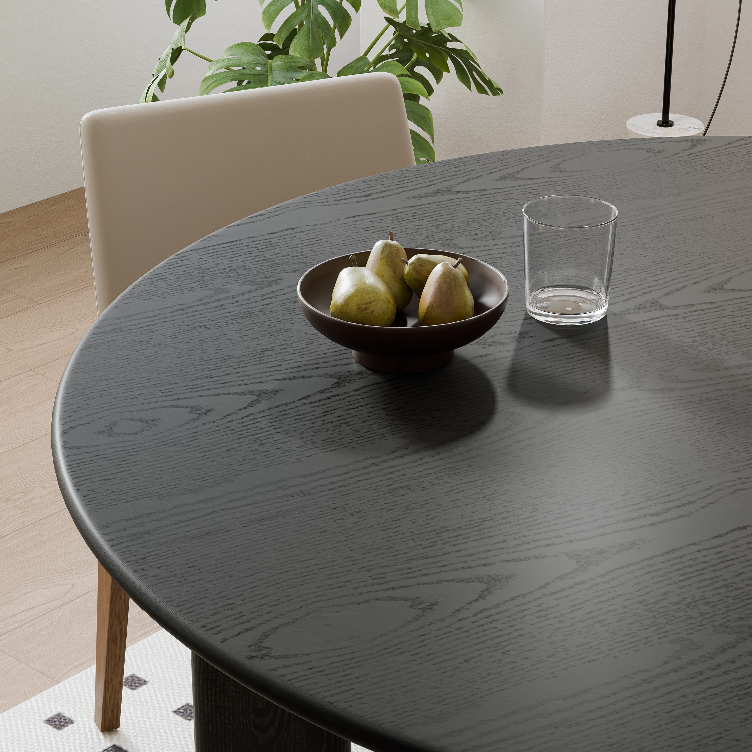 MAYEERTY 52"×52"×30" Black Round Dining Table - Inclined Inner Legs, Stable for Daily Meals